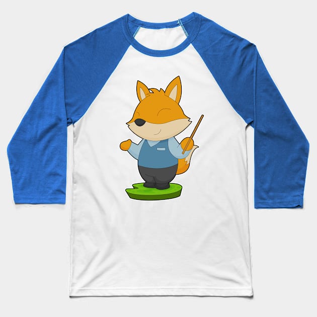 Fox Teacher Pointer Baseball T-Shirt by Markus Schnabel